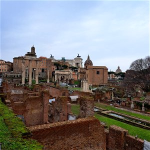 View ofver House of the Vestal Virgins Roman Forum Rome Italy