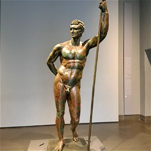 Bronze of Hellenistic Prince found in dig site Palazzo Massimo Rome Italy