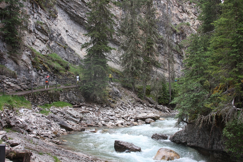 Beautiful Johnston Canyon walkway in Banff National Park