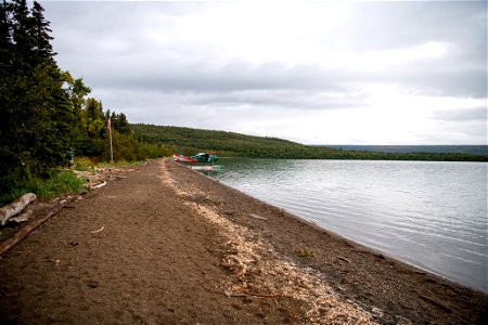 The beach where float planes land at Brooks Camp- Photo courtesy of C. Chapman photo