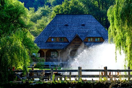 Rustic Restaurant With Blue Roof