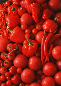Red vegetables pepper tomato composition