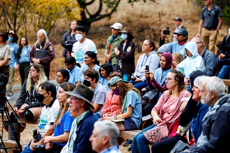 Crowd reacts to opening ceremony speeches photo