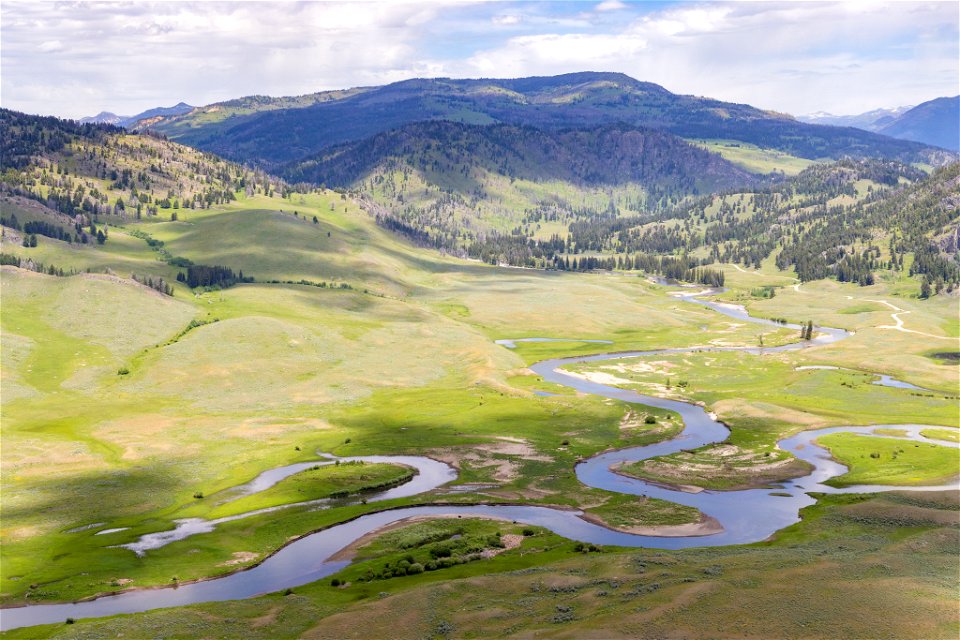 Yellowstone flood event 2022: Slough Creek and Slough Creek Road (after)