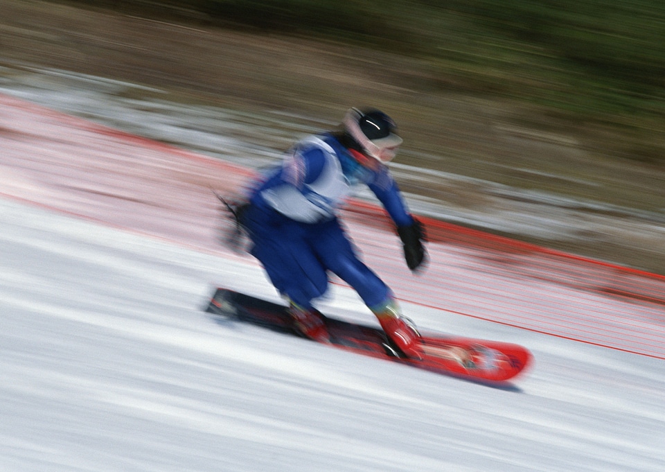 Snowboarder in action at the mountains