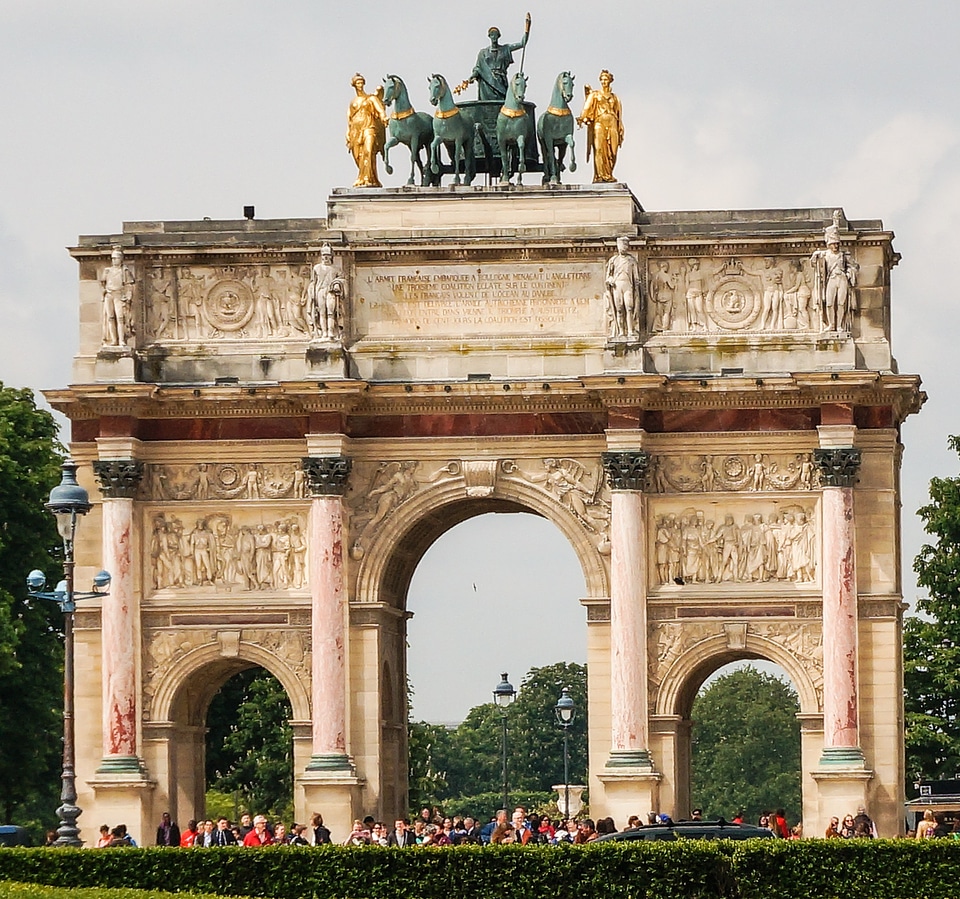 Arc De Triomphe France Paris Quadriga Columnar