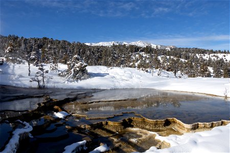 View of Sepulcher Mountain from the Mammoth Hot Springs Terraces photo