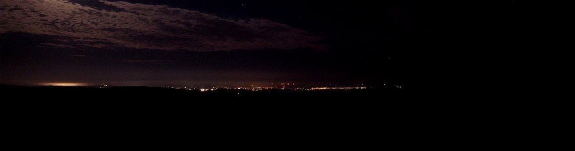 Nightsky from Eylesbarrow Tin Mine , Plymouth Sound , English Channel ,  Dartmoor National Park , Devon , UK