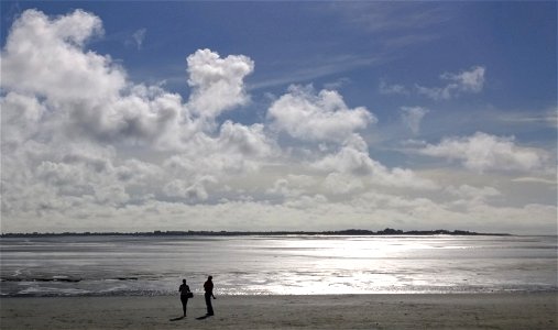 Young couple on the beach. Le Crotoy, France