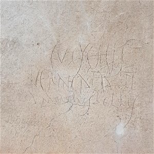 House of Vetti Enslaved Prostitute advertising herself for two drinks of wine Ruins Pompeii Italy