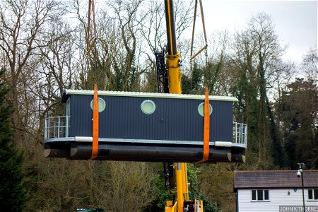 Delivering a River Pod http://www.theriverpodcompany.co.uk/ to the River Medway by road as Allington Lock closed for maintenance. photo