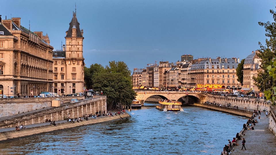 Seine River Bridge Pont Michel Paris France Water photo