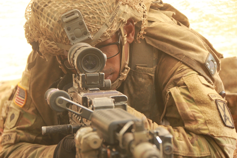 Army soldier with rifle.