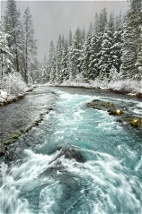 Metolius river, in winter, Oregon photo