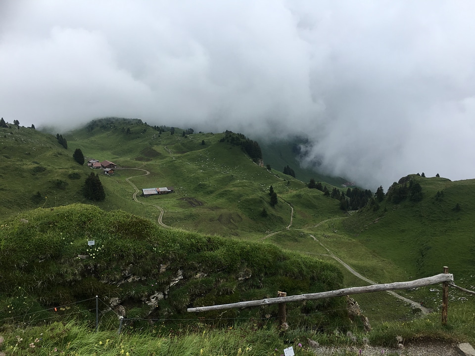 Lauterbrunnen valley with gorgeous waterfall and Swiss Alps