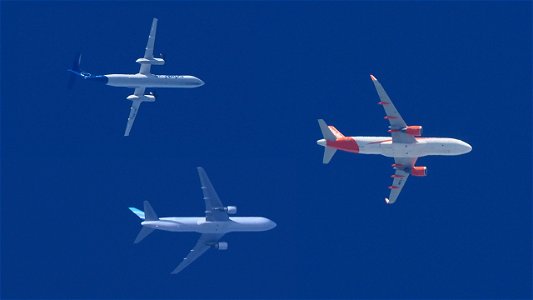 Three planes into and over the Alps:
