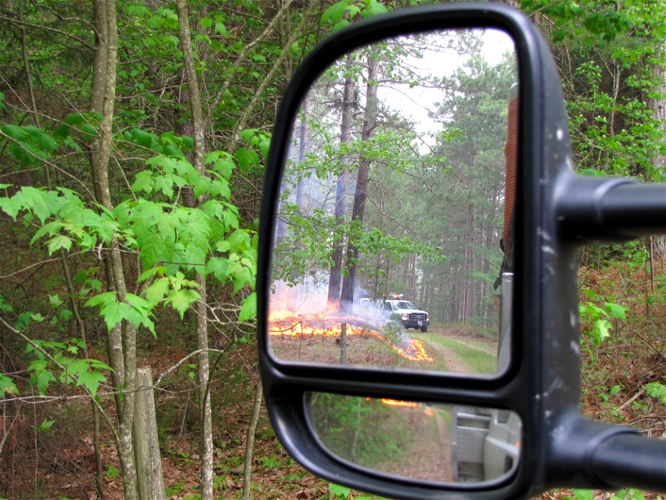 Fire Shown in Car Mirror