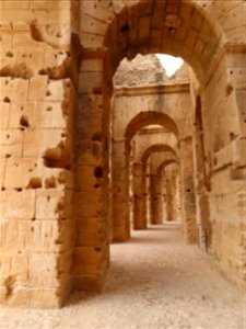 Looking back through Amphitheatre of El Jem Tunisia