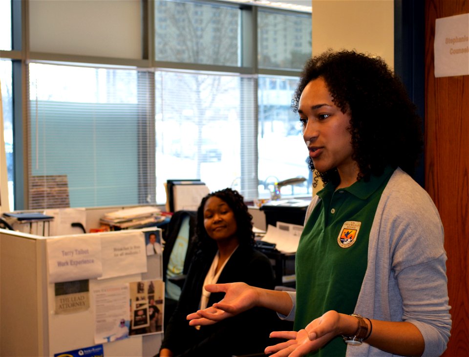 Equal Employment Specialist Mandy Wise explains the Service to High School Students in St. Paul