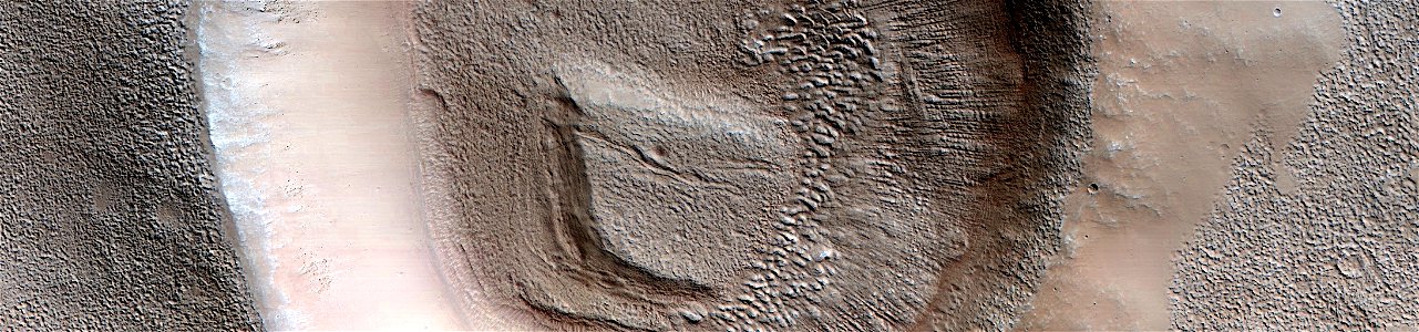 Mars - Mesa in Crater in Southern Mid-Latitudes