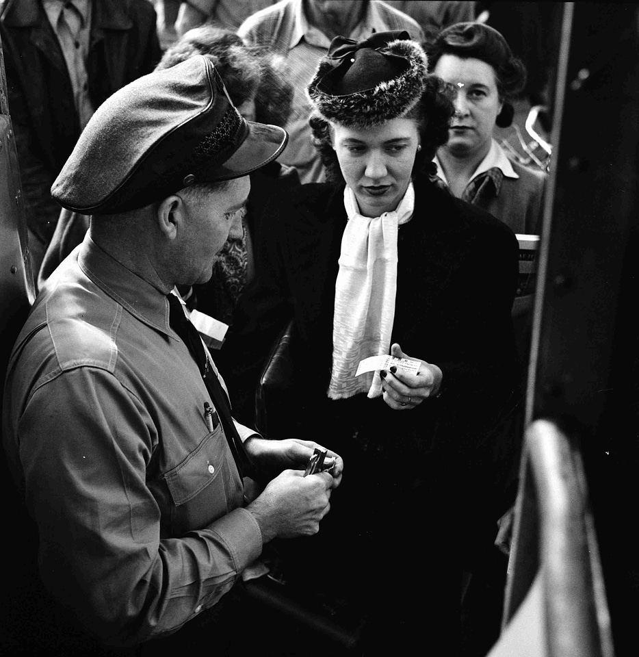 People boarding a Greyhound bus