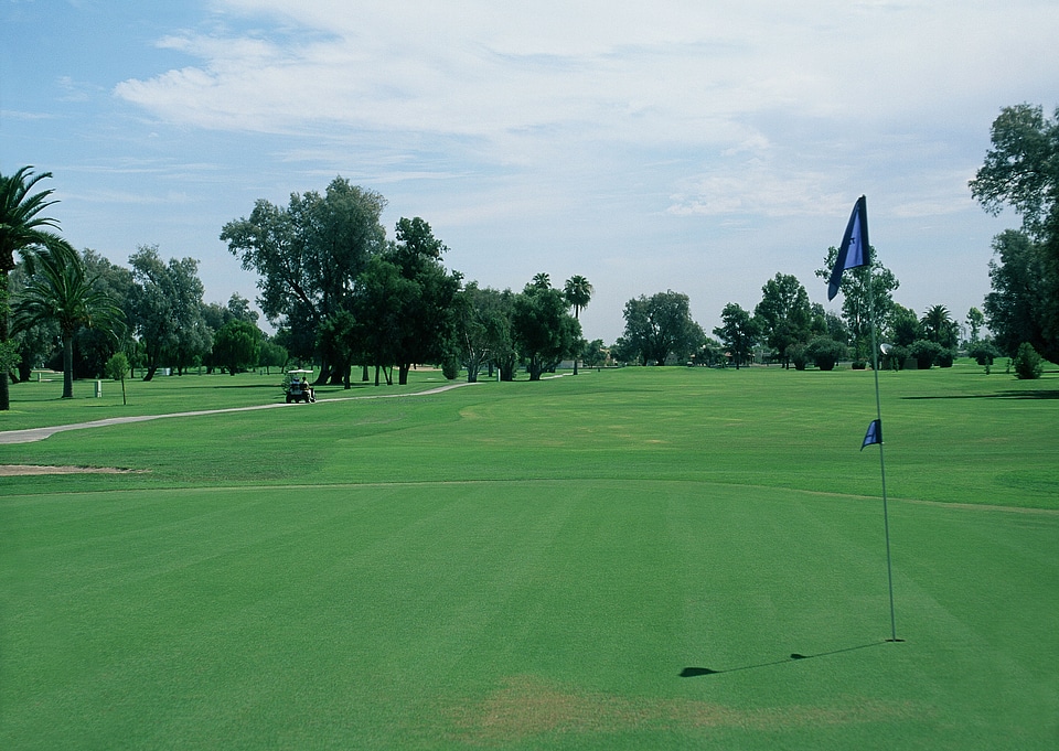 Golf course in the countryside.