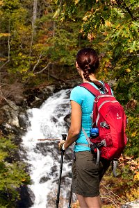 Hiker at Whiteoak Canyon Falls photo