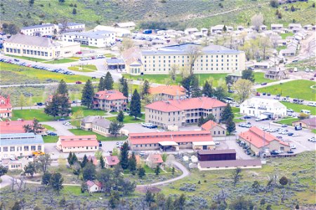 View of Ft. Yellowstone and Mammoth Hot Springs Hotel from Mt. Everts photo