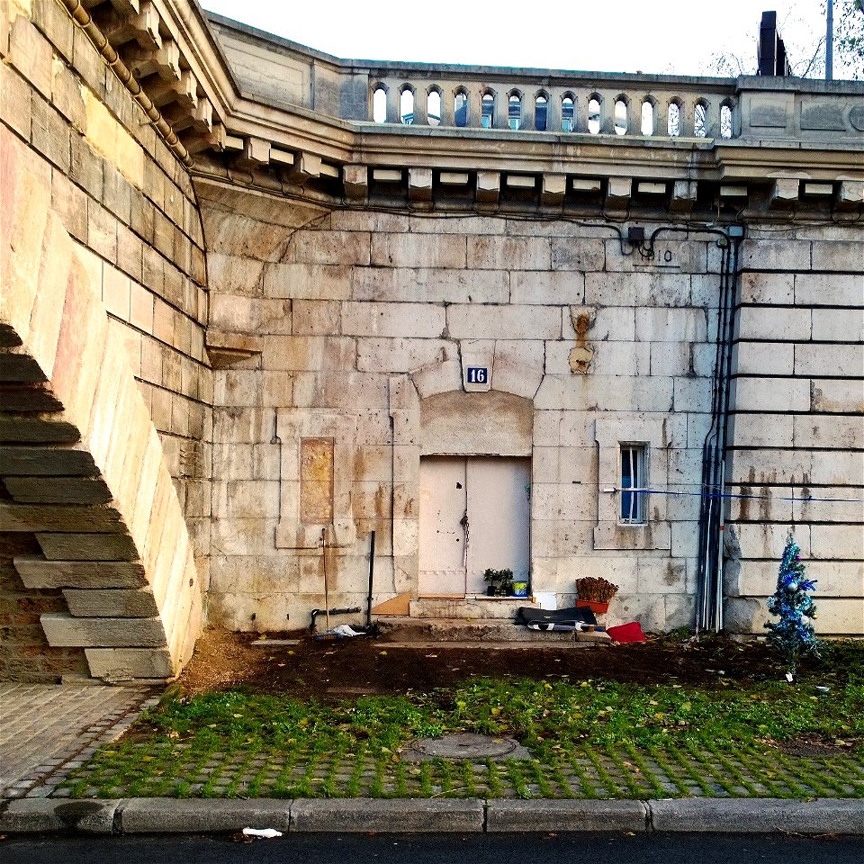 Homeless home on the river Seine bank