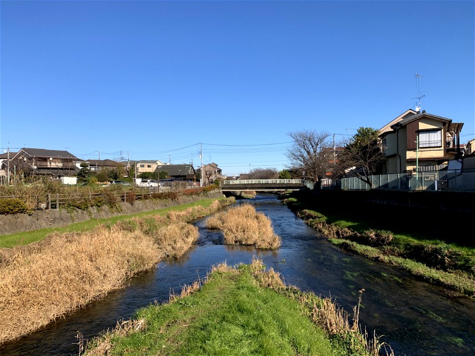 Kurome River and Ochiai River in Shinhocho Higashikurume-shi in mid-December 1