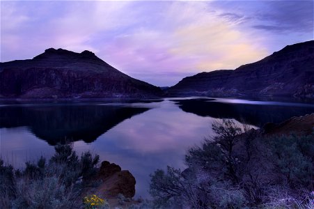 Twilight at the north end of Lake Owyhee, Oregon photo