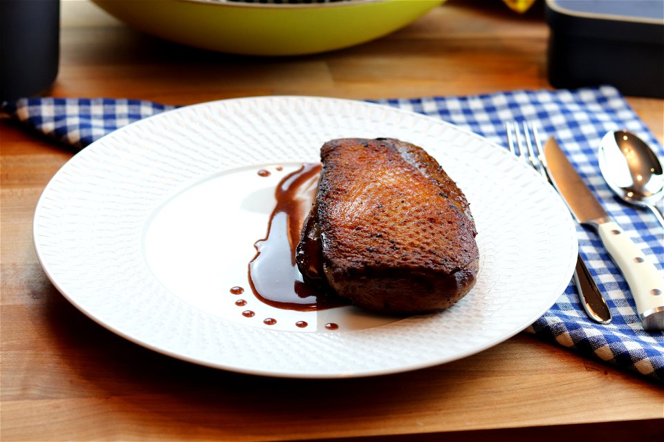 Sous Vide Duck Breast, Sautéed Morels, Syrah Reduction, Black Lime Rice