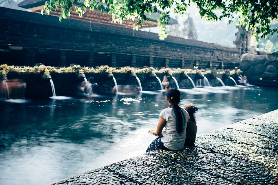 Girl Viewing Buddhist Temple