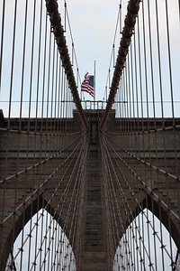 Flag on Brooklyn Bridge photo