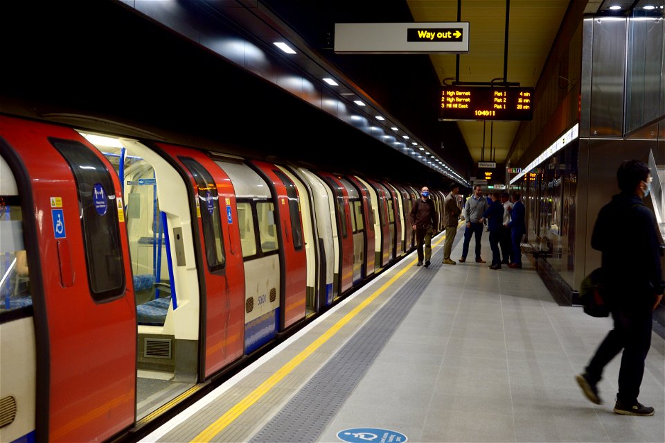 Train at Battersea Power Station on the opening day