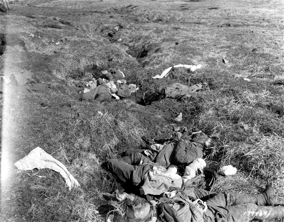 SC 179464 - During the American drive on Chichagof Bay, our forces came across groups of Japanese soldiers 20 or 40 in a group;