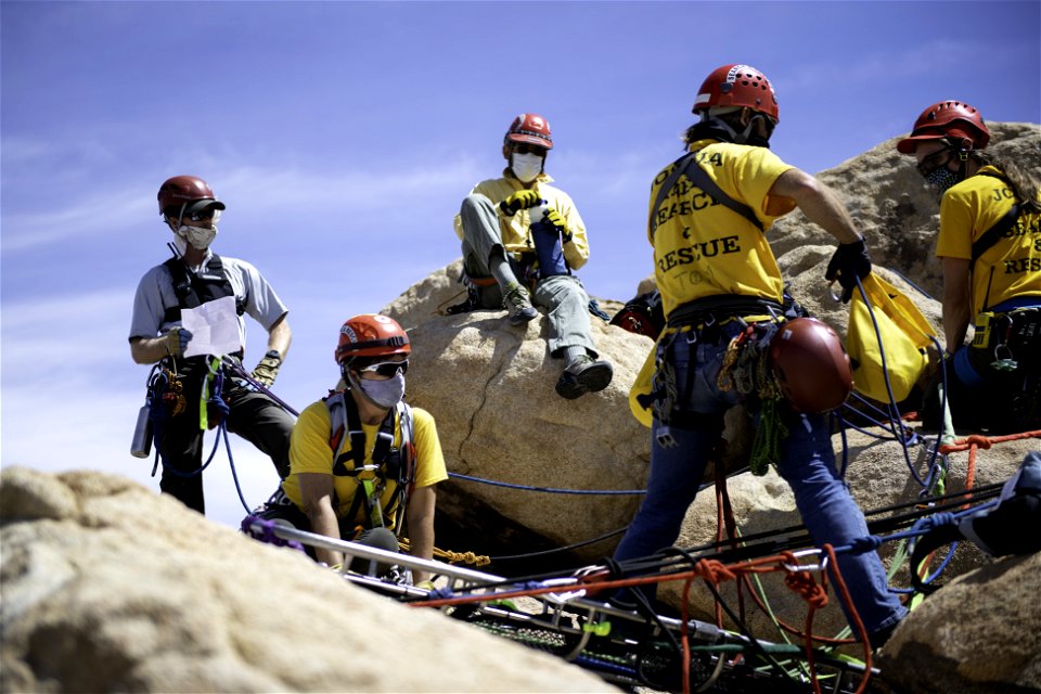 Joshua Tree Search and Rescue team members training technical rescue photo