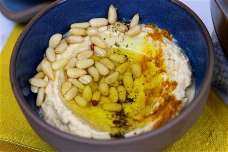 Homemade Pita+Hummus and Shakshuka photo