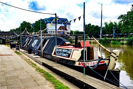 Historic Horse drawn narrowboat. Now a cafe in Maidstone