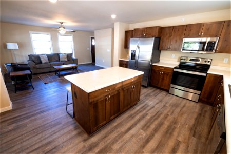 Housing improvement project goal 1: two-bedroom unit, kitchen and living room