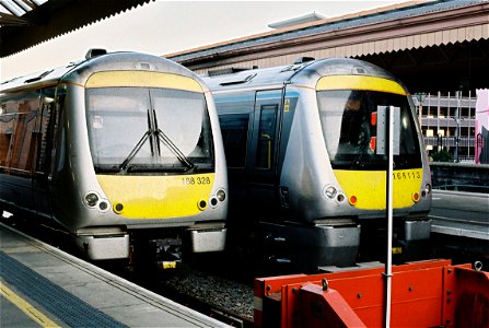 Two class 168 Diesel units in platforms 3&4 at Birmingham Moor Street. photo