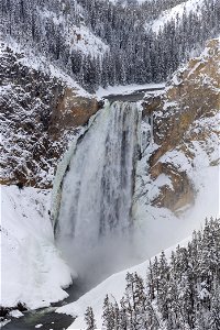 View of Lower Falls in the snow from Lookout Point (2) photo