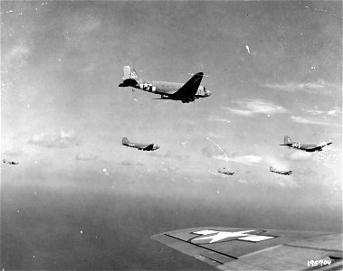 SC 195704 - Planes of the Troop Carrier Command on their way from England to the drop point in Holland for the airborne invasion by the 1st Allied Airborne Army. 17 September, 1944. photo