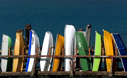 A deck of dinghies. photo