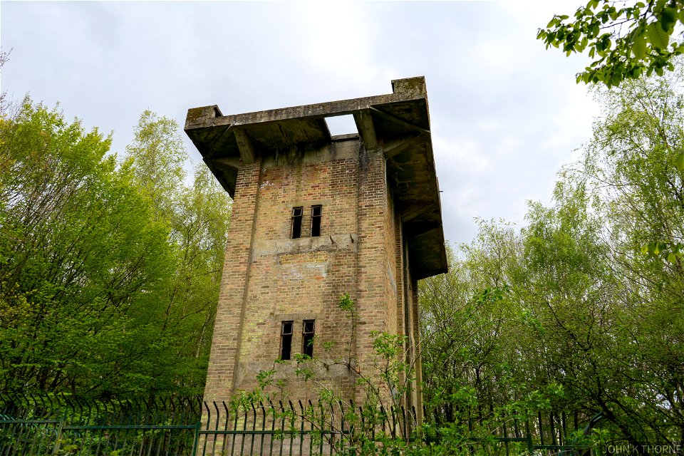 World War II Bofors Anti-aircraft gun tower, Pickett-Hamilton fort and pillbox: part of the airfield defences of RAF West Malling fighter station