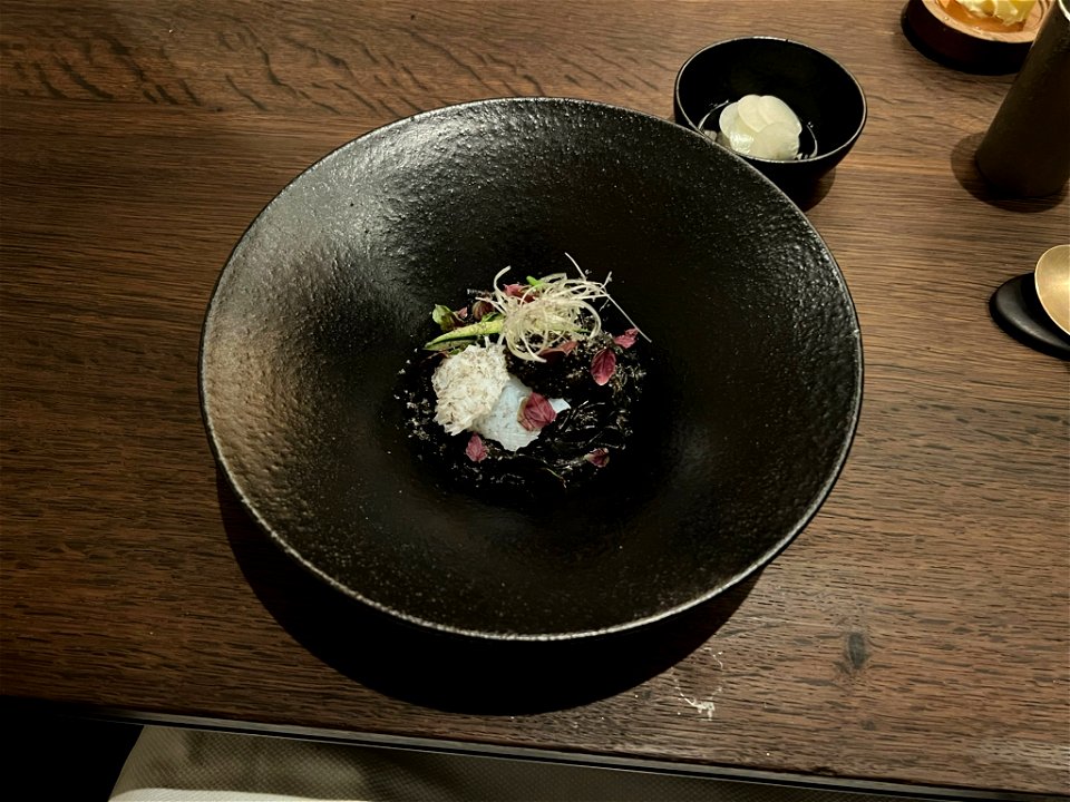 Charcoal Noodles, Dried Caviar and Giant Squid