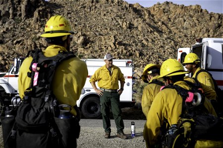Wildland fire crew near Quail Mountain