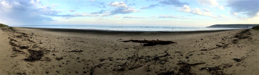 Daybreak, Saunton Sands Beach, Braunton, North Devon , UK. 20th April 2022 (Apple Ipod Panoramic Photo)