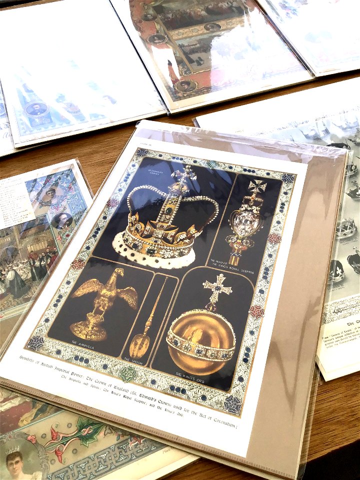 Antiques Stall Preparation The Illustrated London News 1937 George VI Coronation Colour Plates - Diary Note > description from publication placed inside cello bag for picture framer