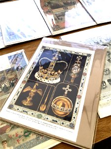 Antiques Stall Preparation The Illustrated London News 1937 George VI Coronation Colour Plates - Diary Note > description from publication placed inside cello bag for picture framer